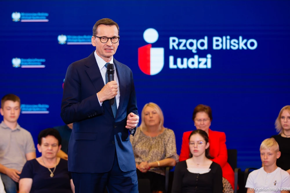 Premier Mateusz Morawiecki podczas konferencji #RządBliskoLudzi