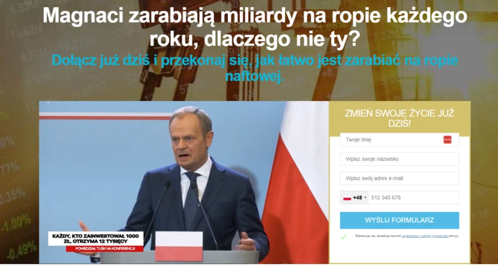 Szybki zysk to kolejne oszustwo na inwestycję w tle politycy i celebryci