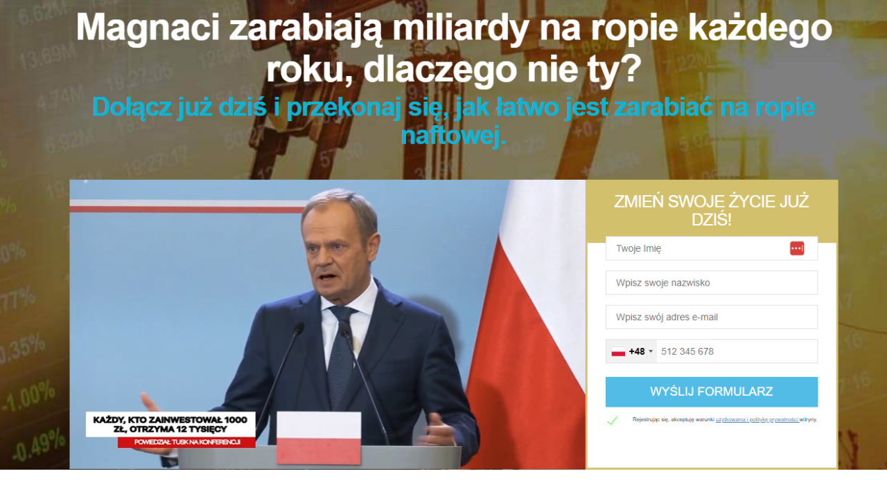 Szybki zysk to kolejne oszustwo na inwestycję w tle politycy i celebryci