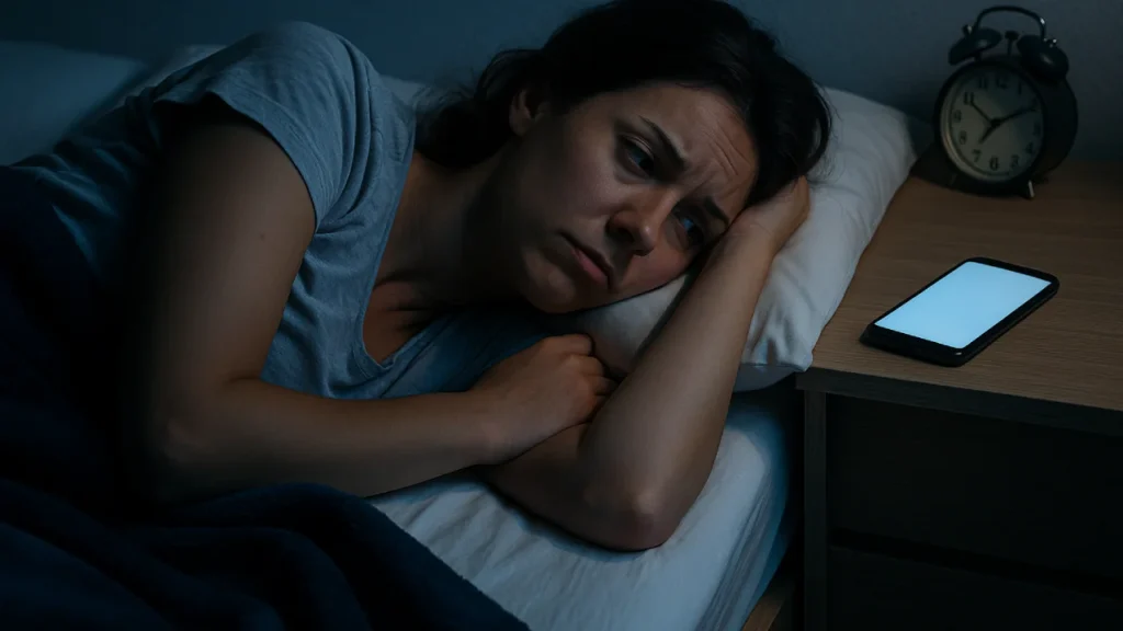 Osoba mająca problemy ze snem w nocy – bezsenność i wpływ ekranów na zdrowie Polaków