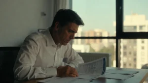 Właściciel mieszkania sprawdzający dokumenty dotyczące świadectwa energetycznego